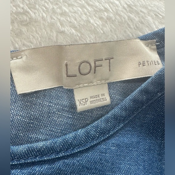LOFT Blue Blouse Elegant Cotton Blend - Picture 11 of 13